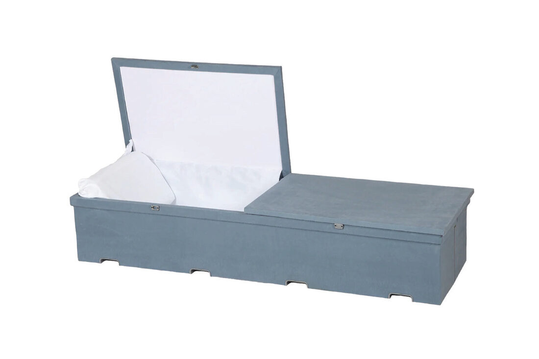 Blue Cloth 30, casket in Corrugated Cardboard